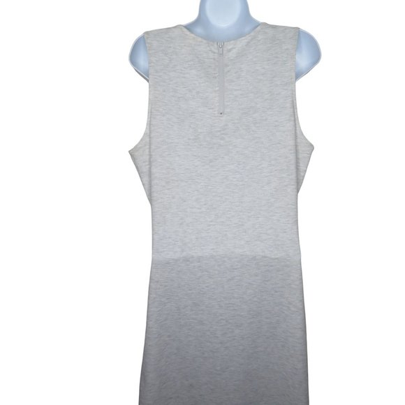 H&M Midi Sleeveless Tank Dress Light Gray Size Large Zip Knit Pullover Slit Leg - Picture 9 of 10
